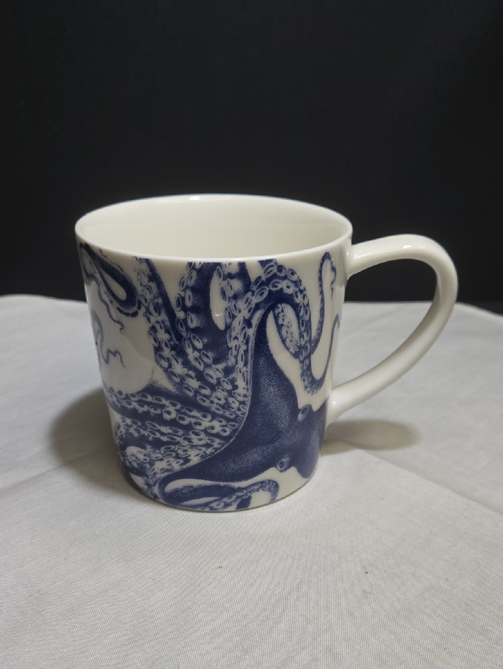 Caskata Lucy Mug Blue Octopus Design On White  Ceramic Coffee Mug.